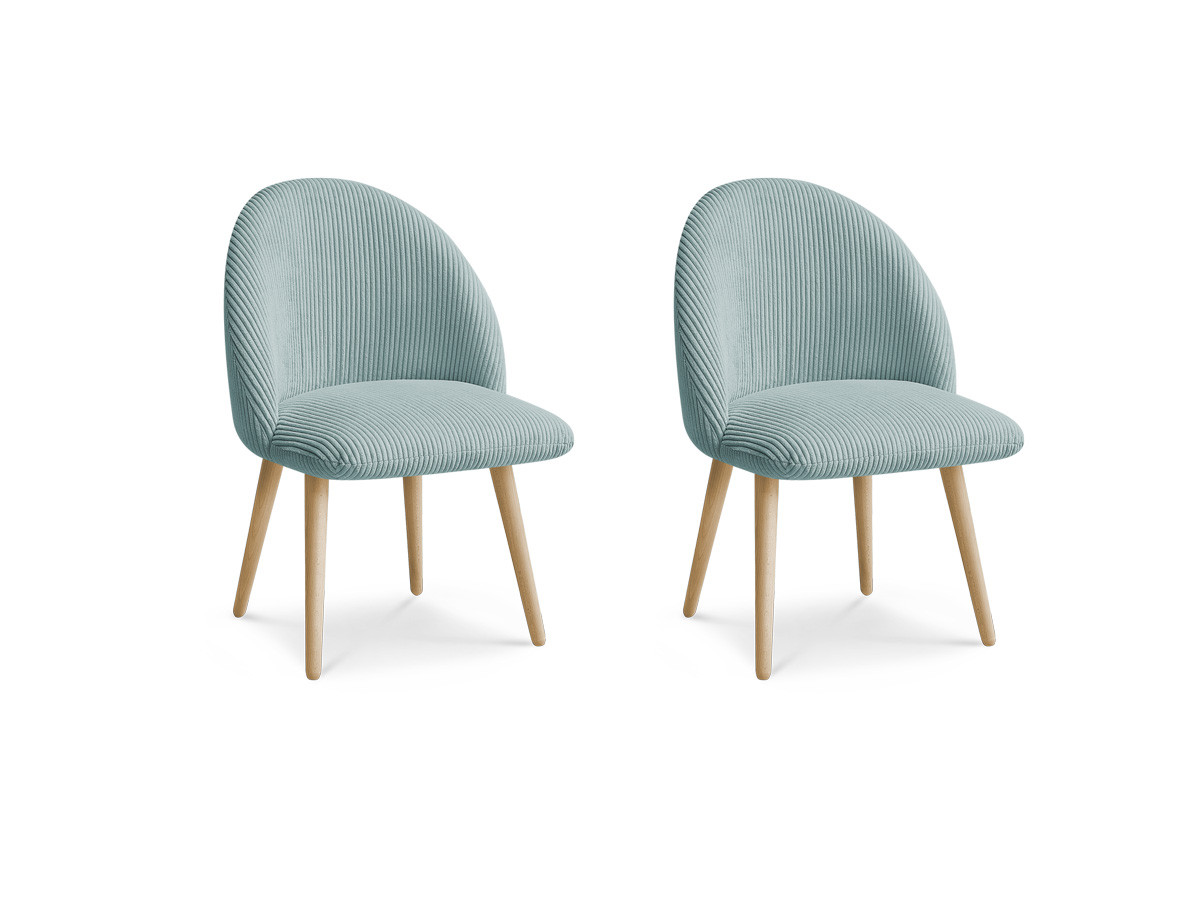 Set LALIE-stoelen in corduroystof en Scandinavische houten poten