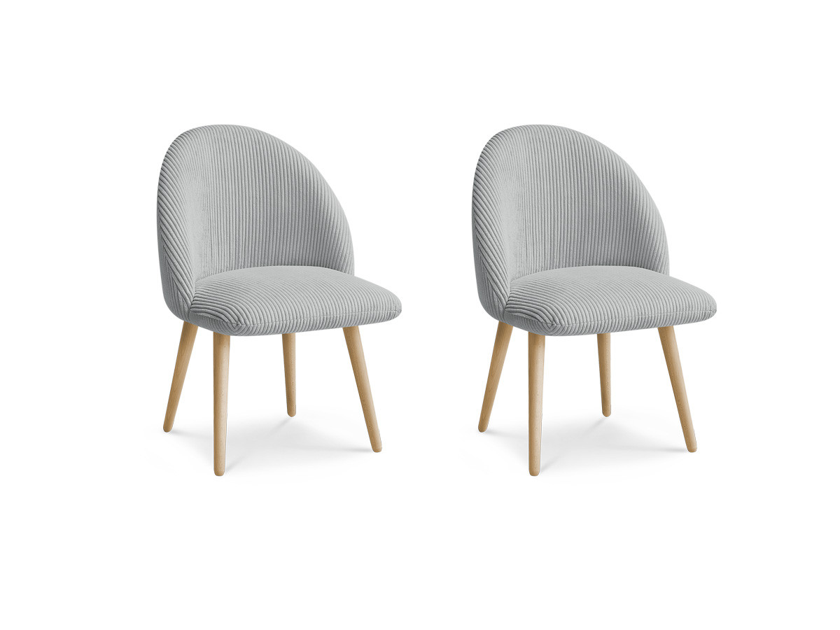 Set LALIE-stoelen in corduroystof en Scandinavische houten poten