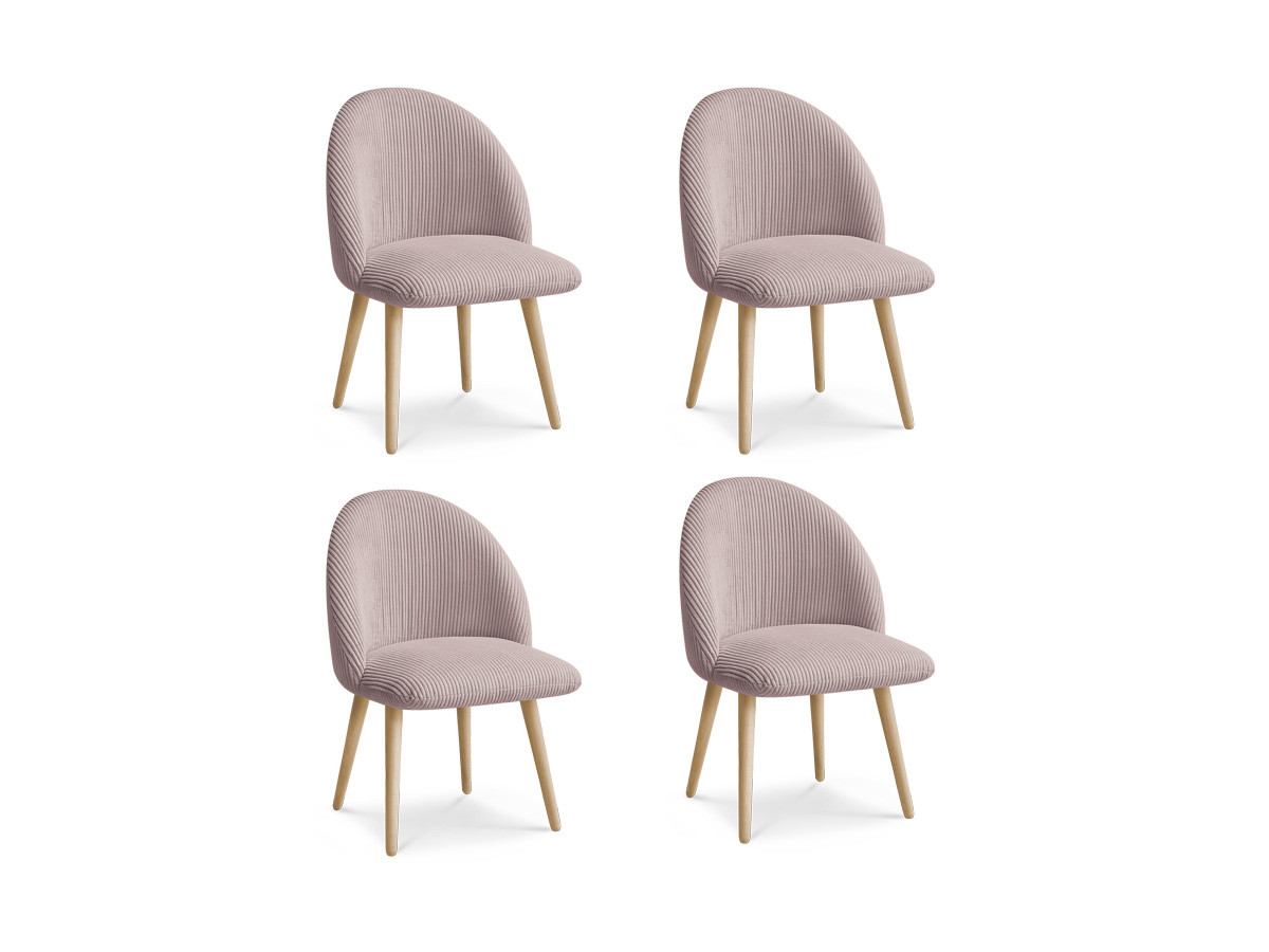 Set LALIE-stoelen in corduroystof en Scandinavische houten poten