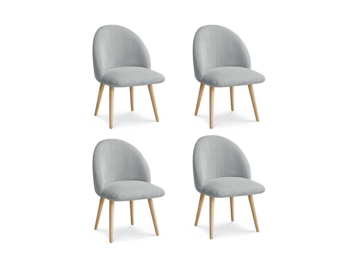 Set LALIE-stoelen in corduroystof en Scandinavische houten poten