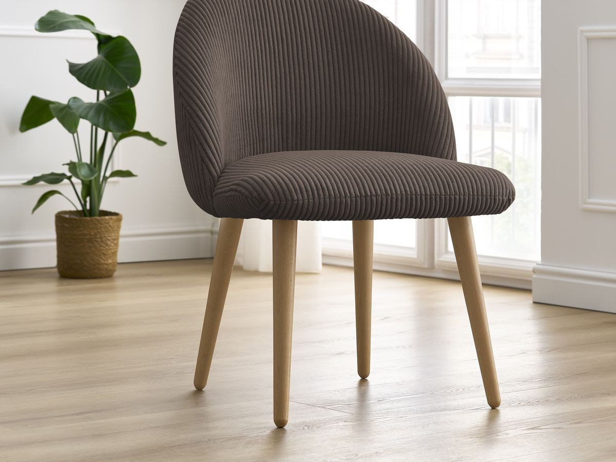 Set LALIE-stoelen in corduroystof en Scandinavische houten poten