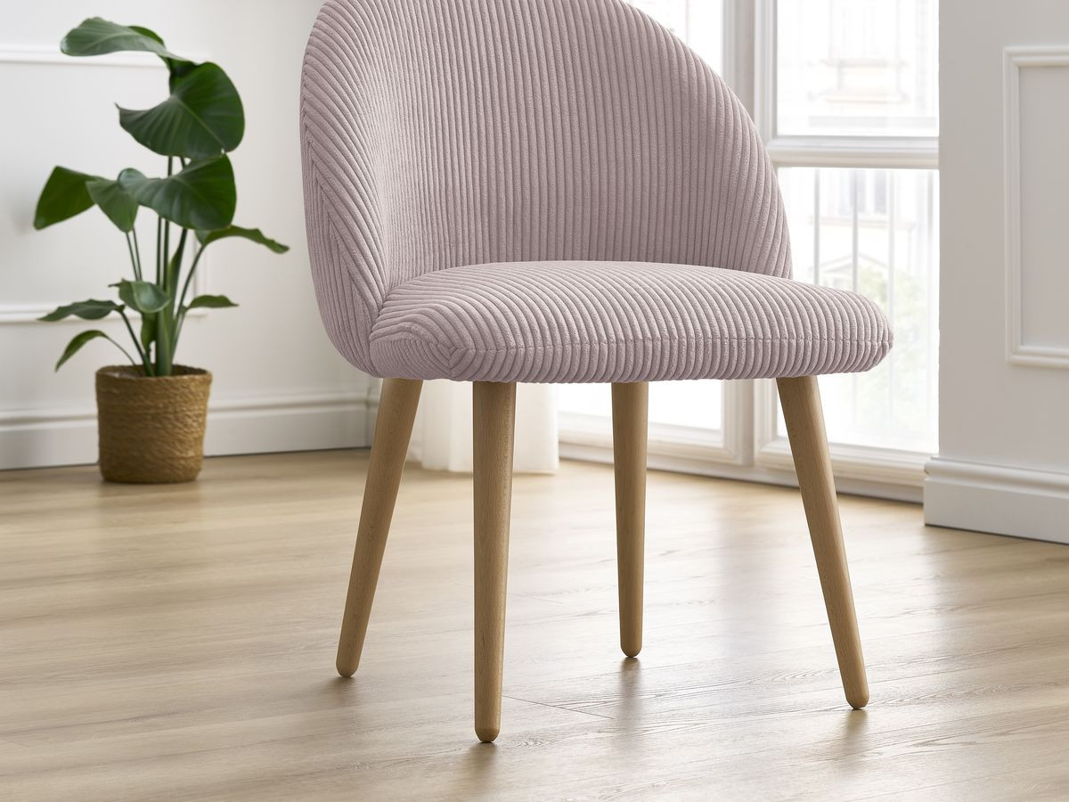 Set LALIE-stoelen in corduroystof en Scandinavische houten poten
