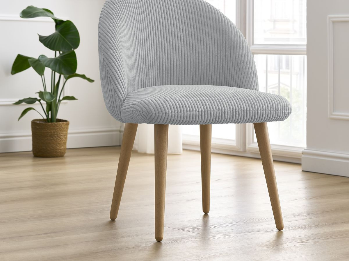 Set LALIE-stoelen in corduroystof en Scandinavische houten poten