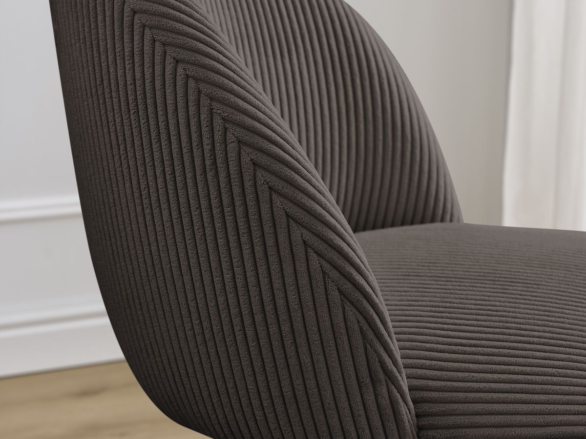 Set LALIE-stoelen in corduroystof en Scandinavische houten poten