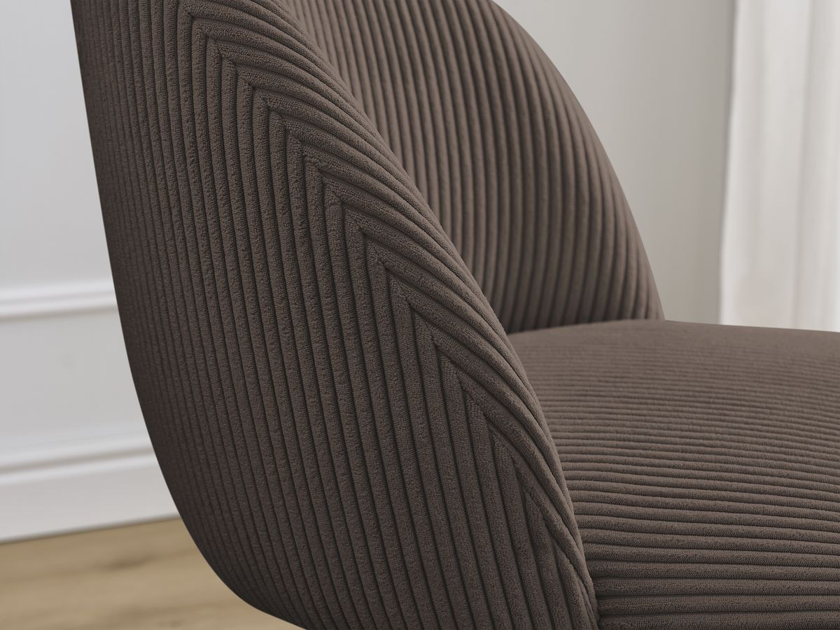Set LALIE-stoelen in corduroystof en Scandinavische houten poten