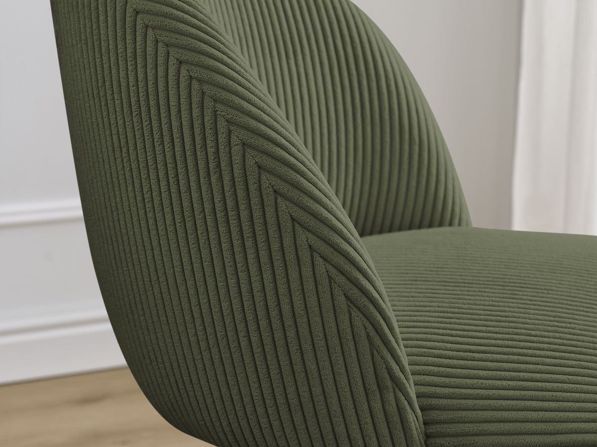 Set LALIE-stoelen in corduroystof en Scandinavische houten poten
