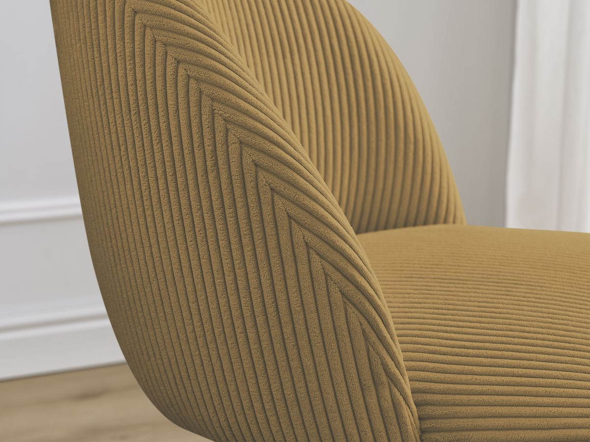 Set LALIE-stoelen in corduroystof en Scandinavische houten poten