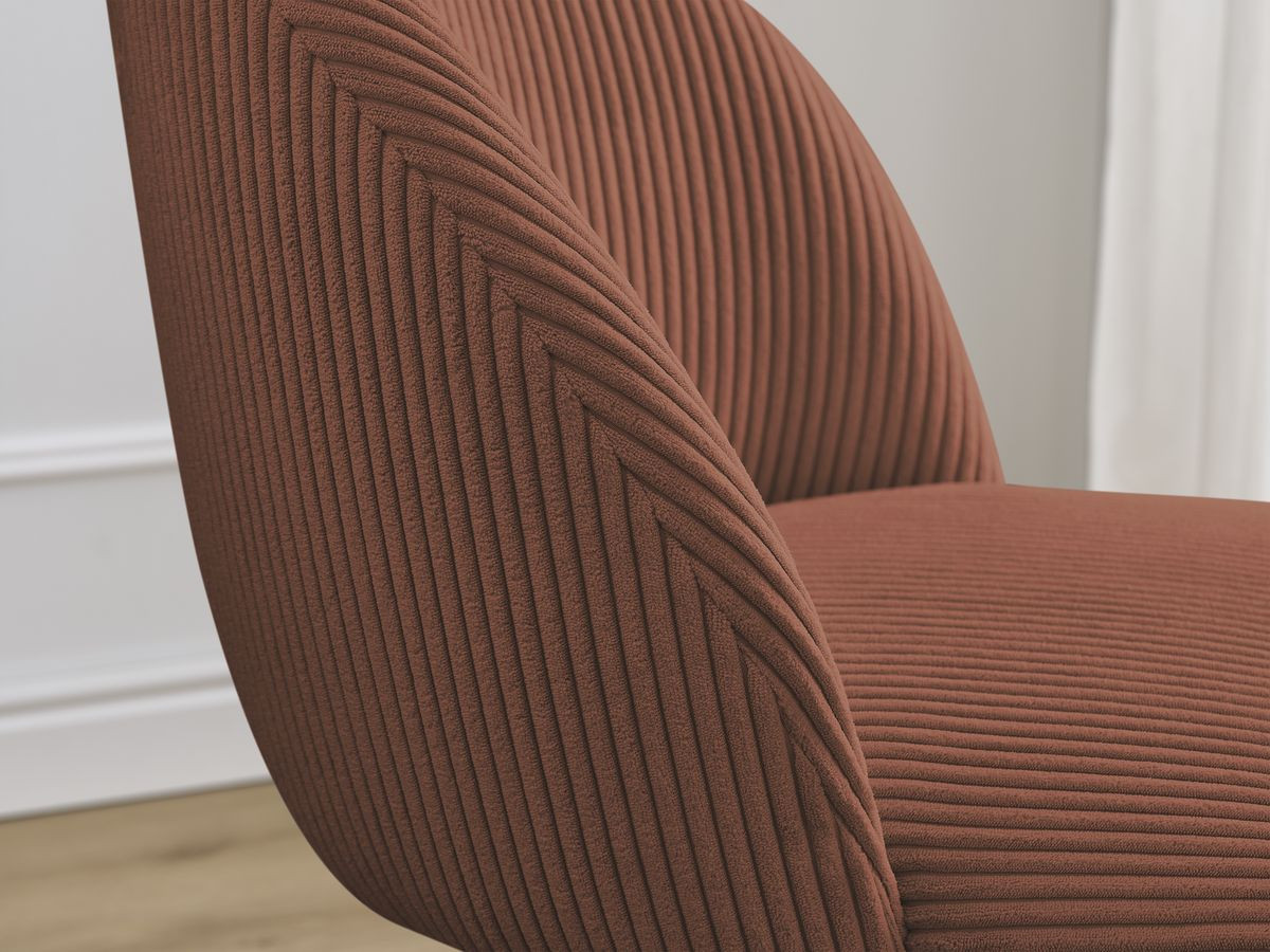 Set LALIE-stoelen in corduroystof en Scandinavische houten poten