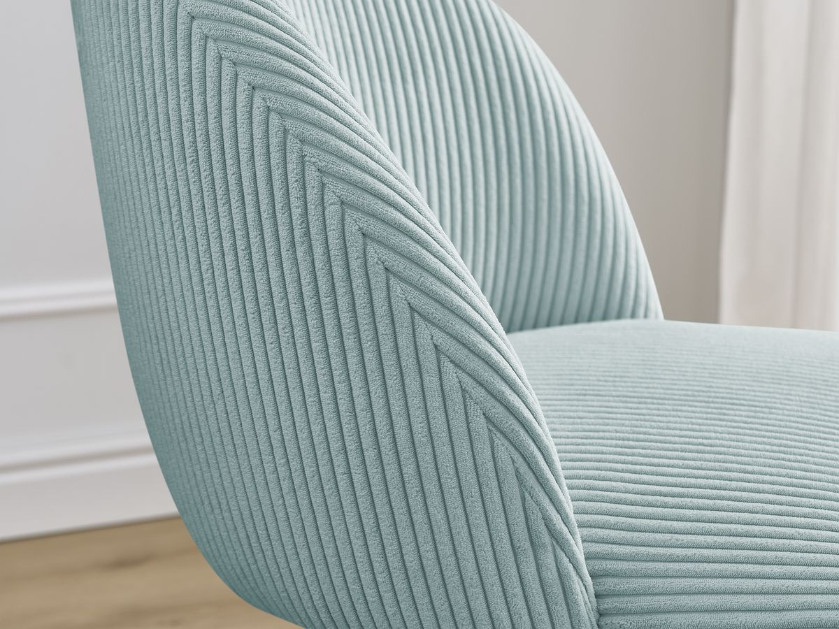 Set LALIE-stoelen in corduroystof en Scandinavische houten poten