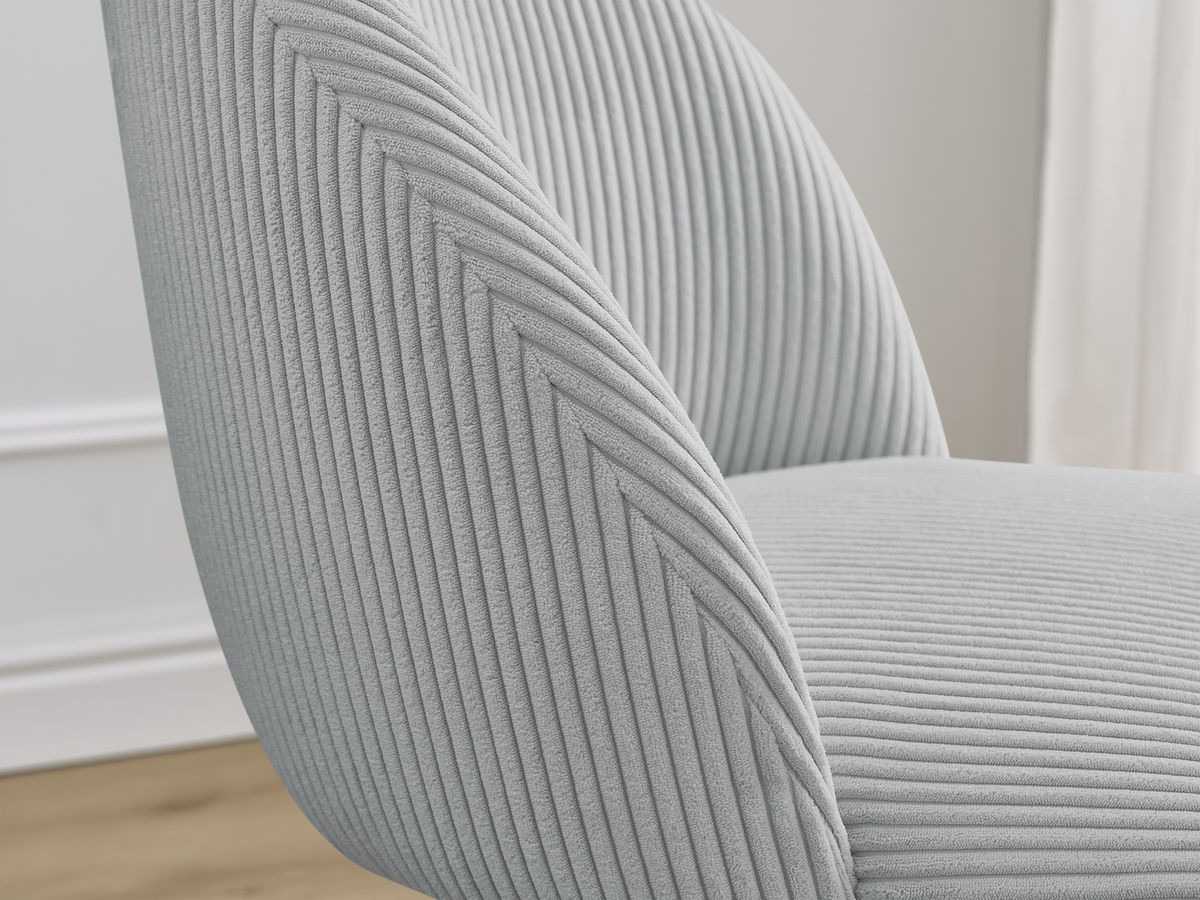 Set LALIE-stoelen in corduroystof en Scandinavische houten poten