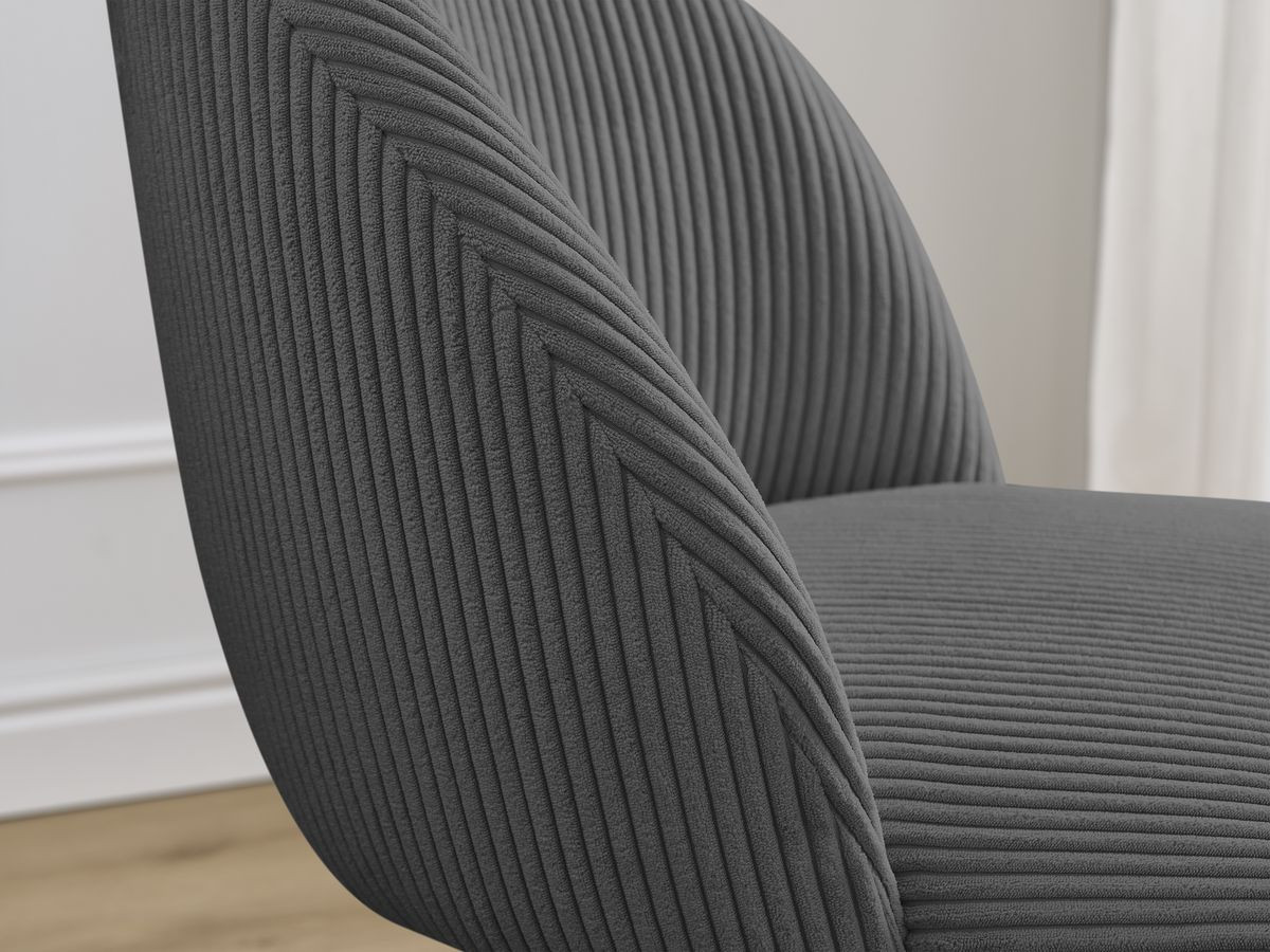 Set LALIE-stoelen in corduroystof en Scandinavische houten poten