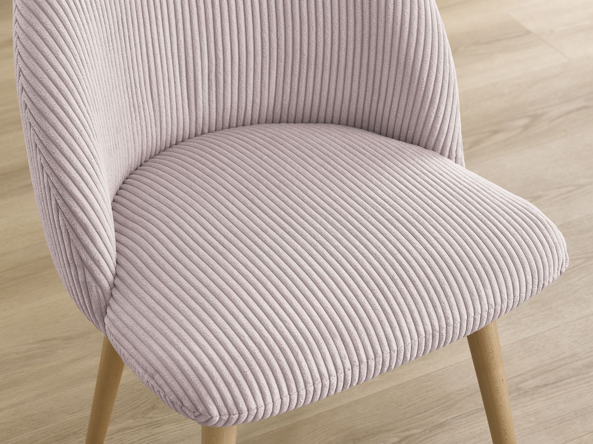 Set LALIE-stoelen in corduroystof en Scandinavische houten poten
