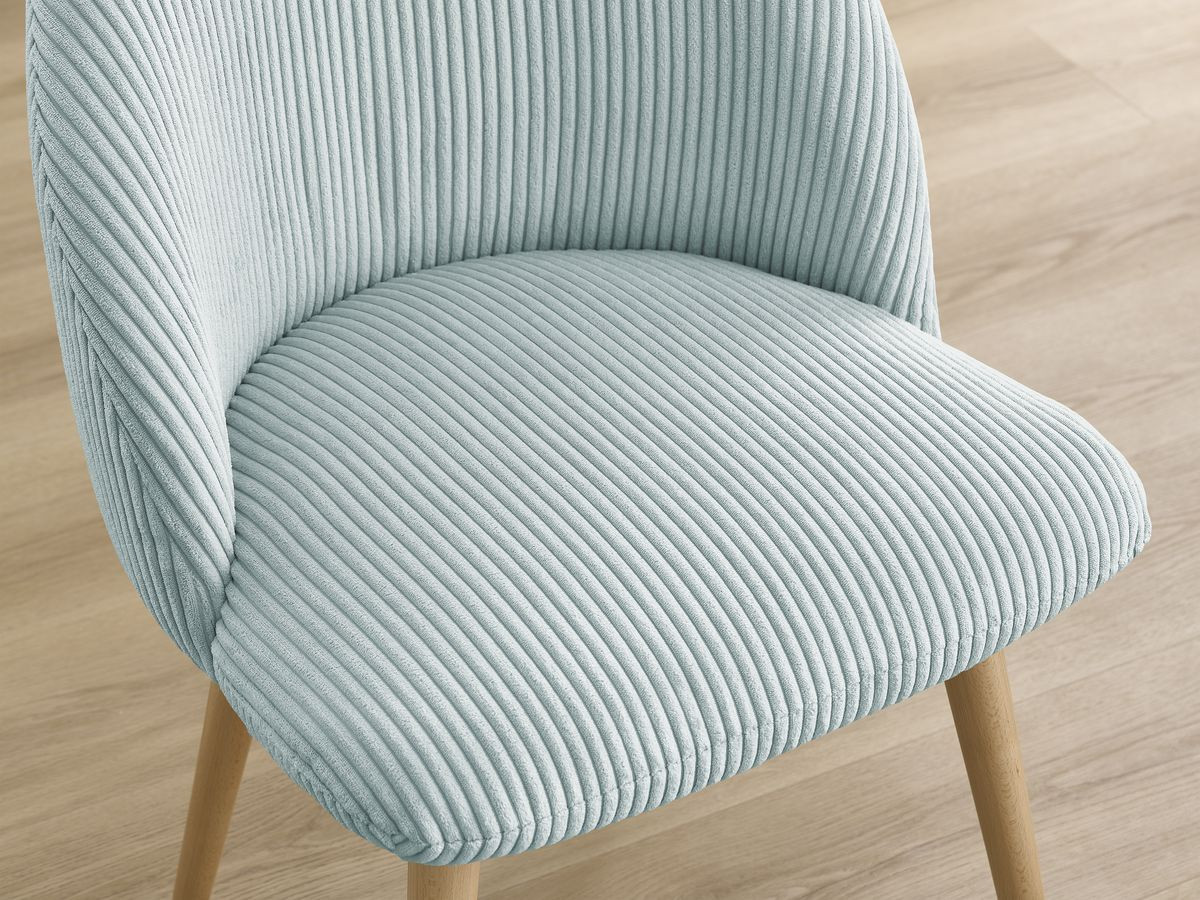 Set LALIE-stoelen in corduroystof en Scandinavische houten poten