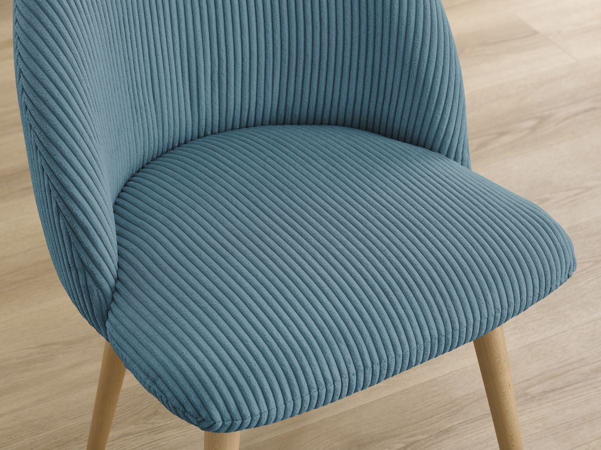 Set LALIE-stoelen in corduroystof en Scandinavische houten poten