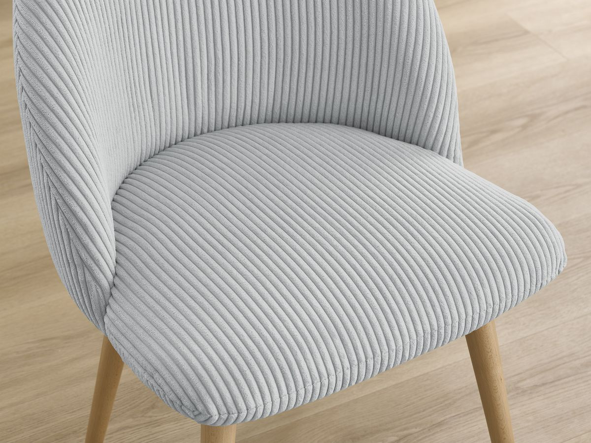 Set LALIE-stoelen in corduroystof en Scandinavische houten poten