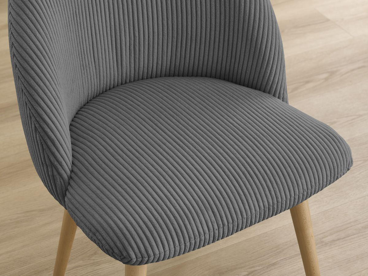 Set LALIE-stoelen in corduroystof en Scandinavische houten poten