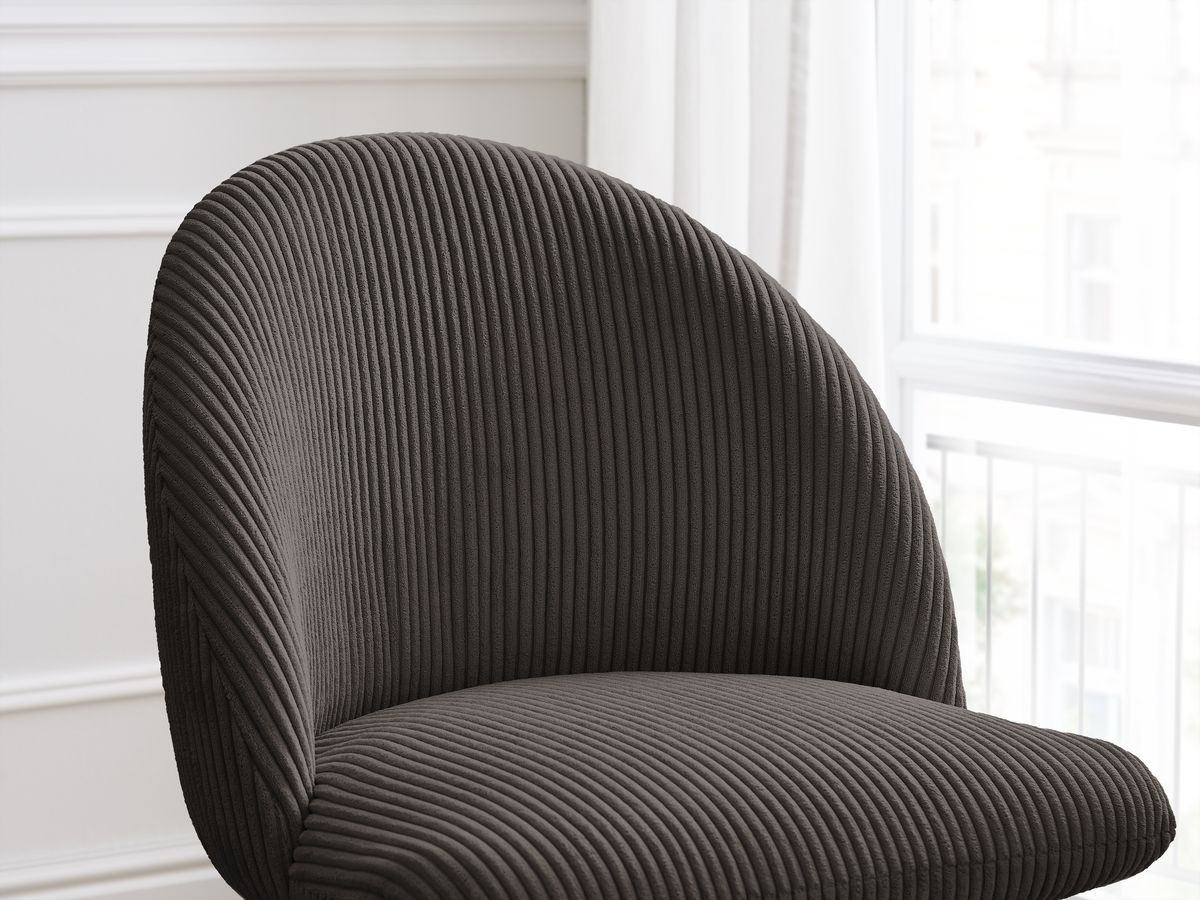 Set LALIE-stoelen in corduroystof en Scandinavische houten poten