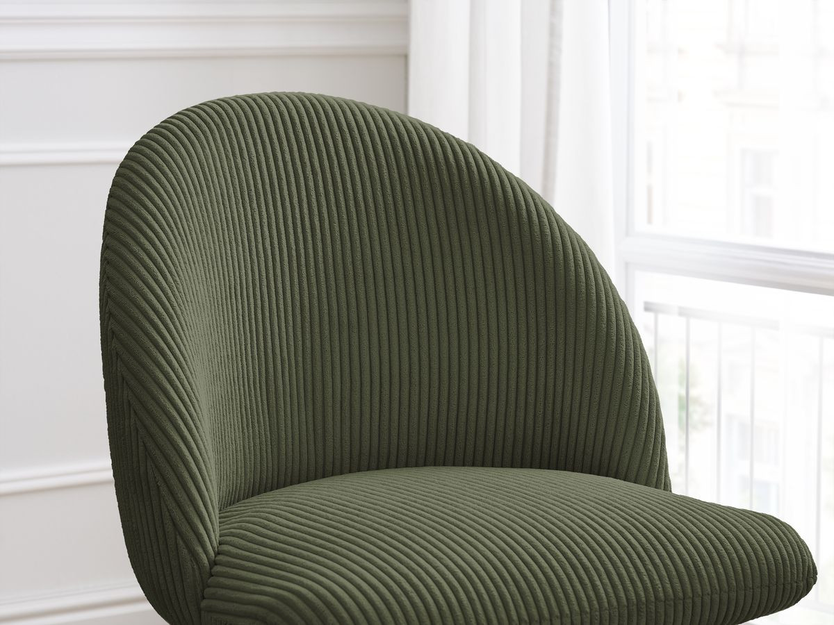 Set LALIE-stoelen in corduroystof en Scandinavische houten poten
