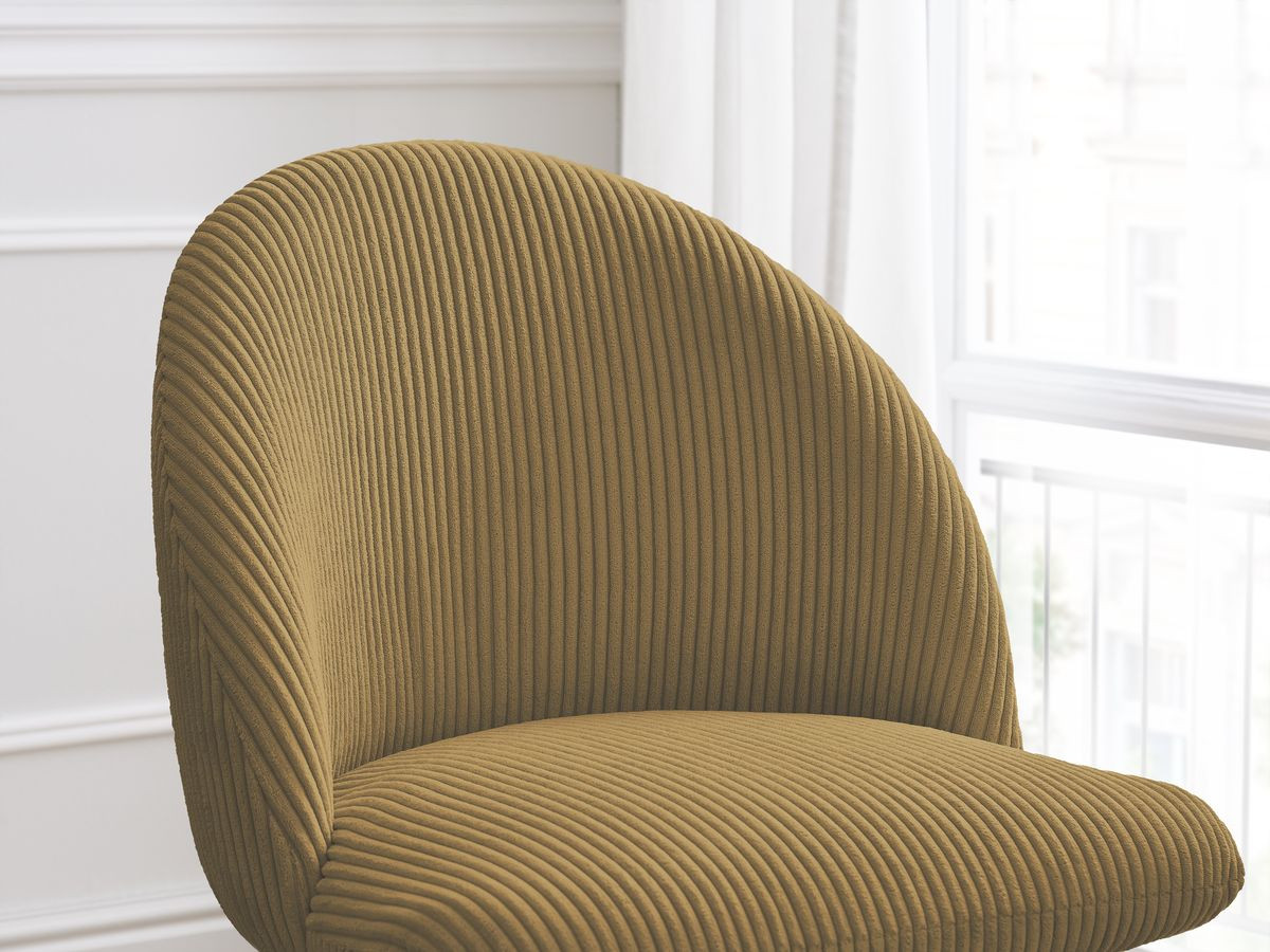 Set LALIE-stoelen in corduroystof en Scandinavische houten poten