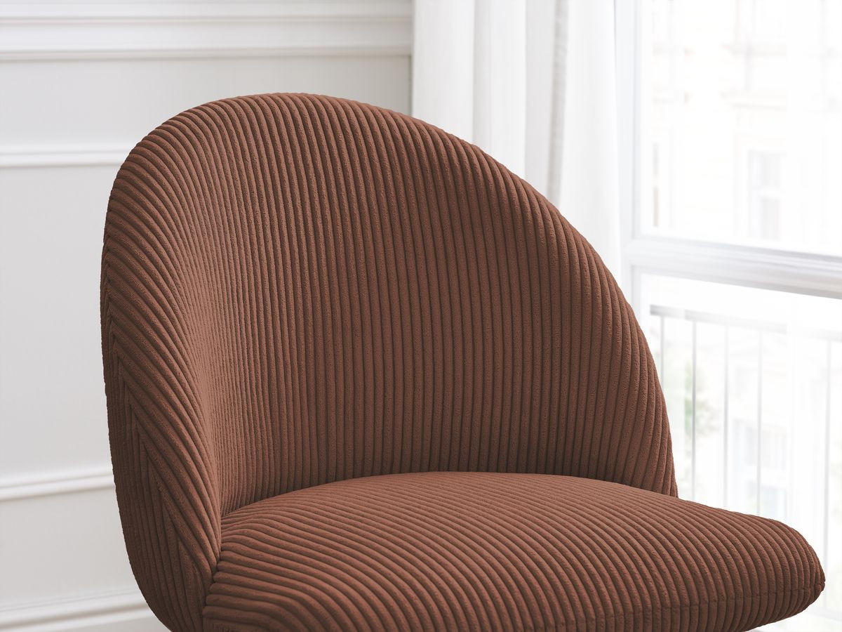 Set LALIE-stoelen in corduroystof en Scandinavische houten poten