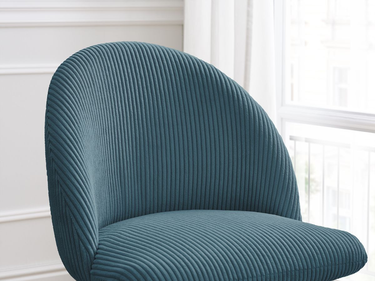 Set LALIE-stoelen in corduroystof en Scandinavische houten poten