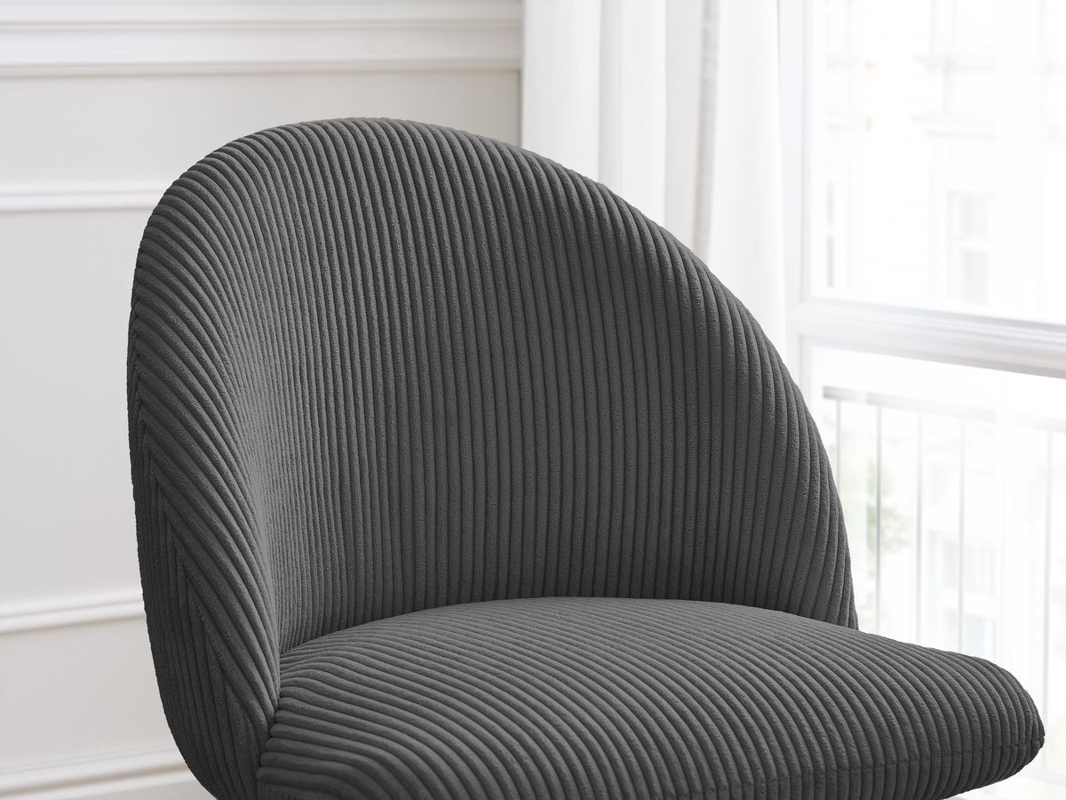Set LALIE-stoelen in corduroystof en Scandinavische houten poten
