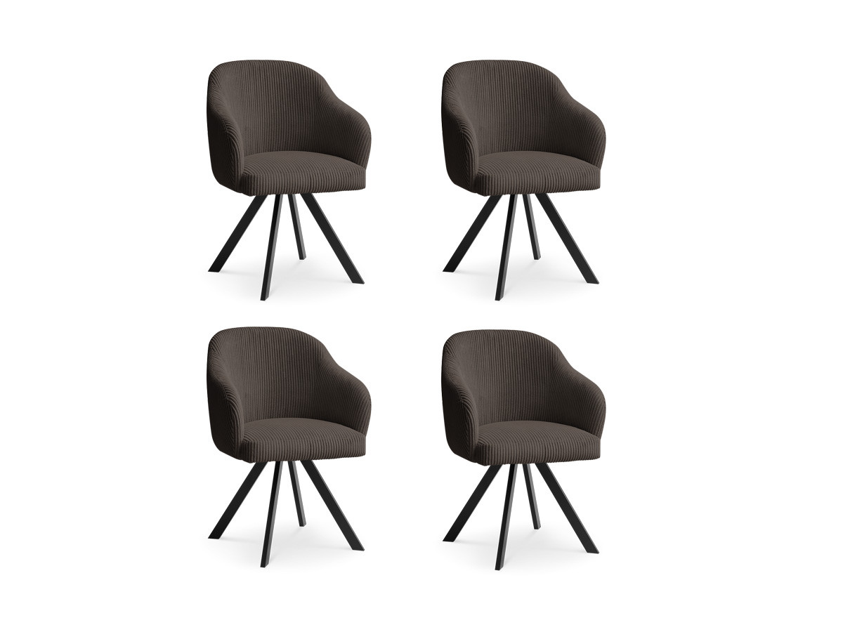 Set SOPHIE stoelen in corduroy stof en stervormige poten