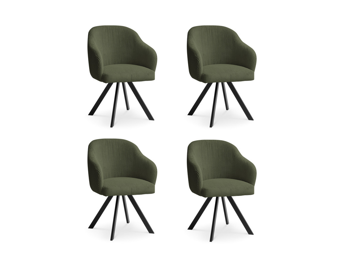 Set SOPHIE stoelen in corduroy stof en stervormige poten