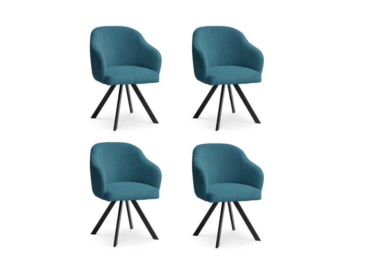 Set SOPHIE stoelen in corduroy stof en stervormige poten