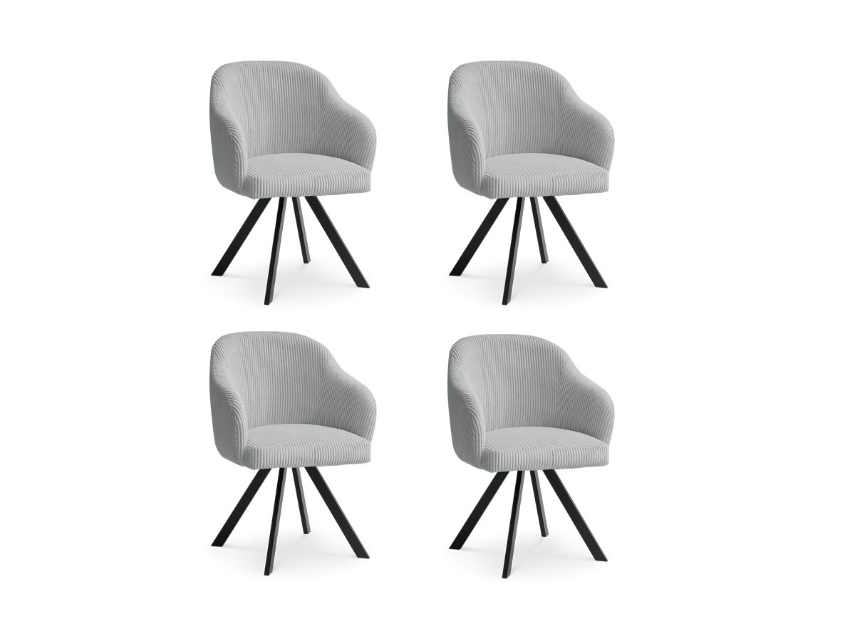 Set SOPHIE stoelen in corduroy stof en stervormige poten
