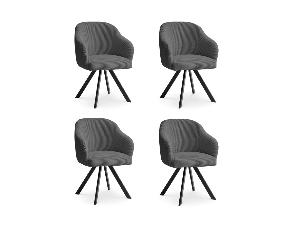 Set SOPHIE stoelen in corduroy stof en stervormige poten