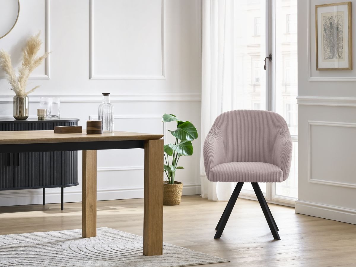 Lot de chaises SOPHIE tissu velours côtelé et pieds étoile