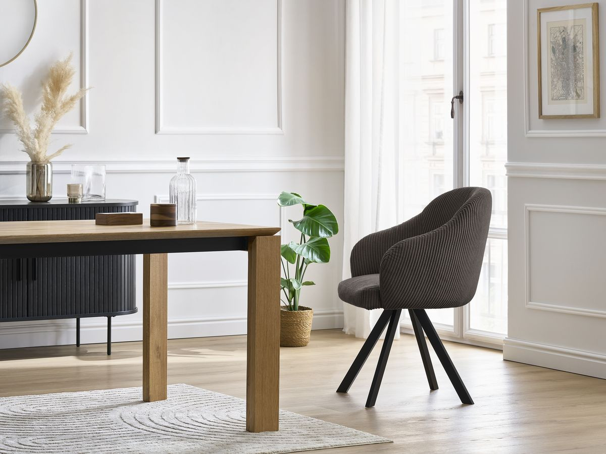 Lot de chaises SOPHIE velours côtelé et pieds étoile taupe — vue 5