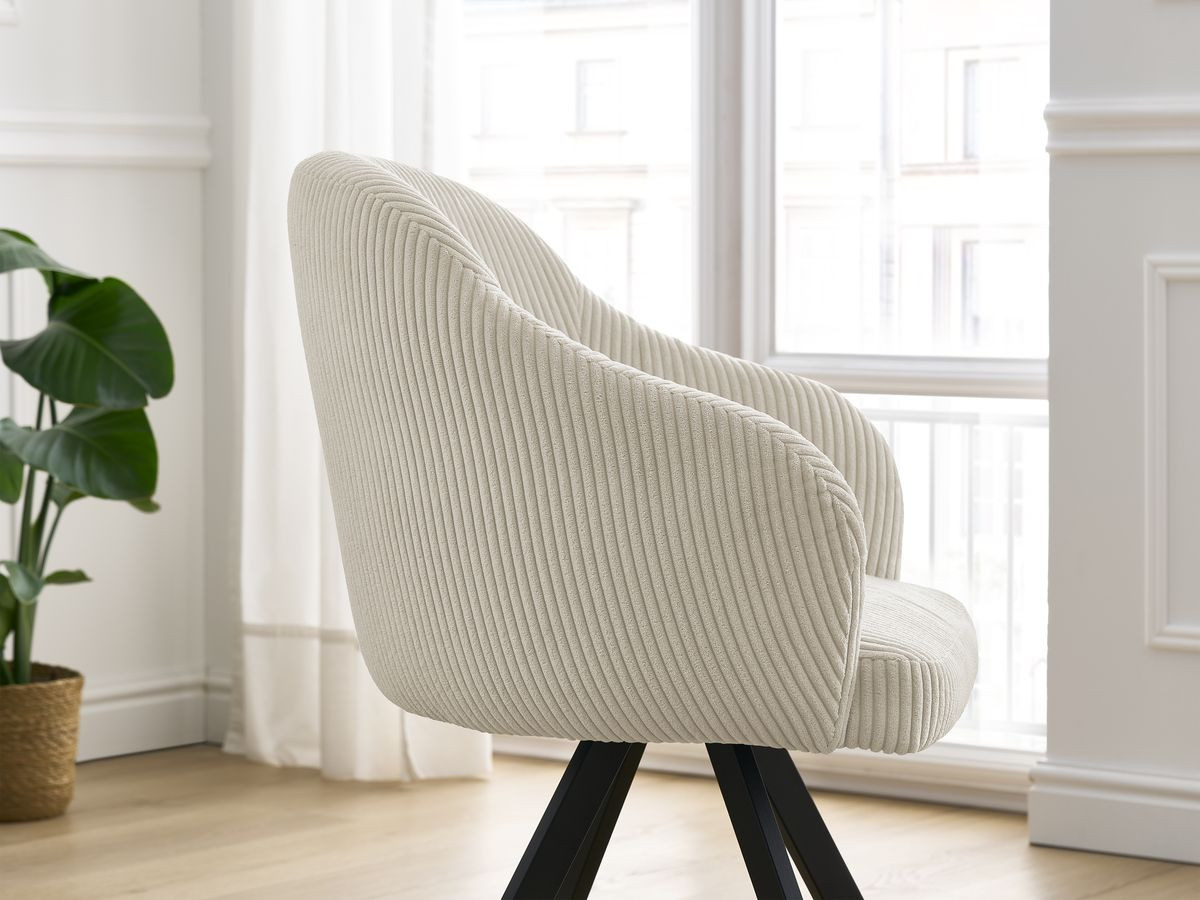 Lot de chaises SOPHIE tissu velours côtelé et pieds étoile
