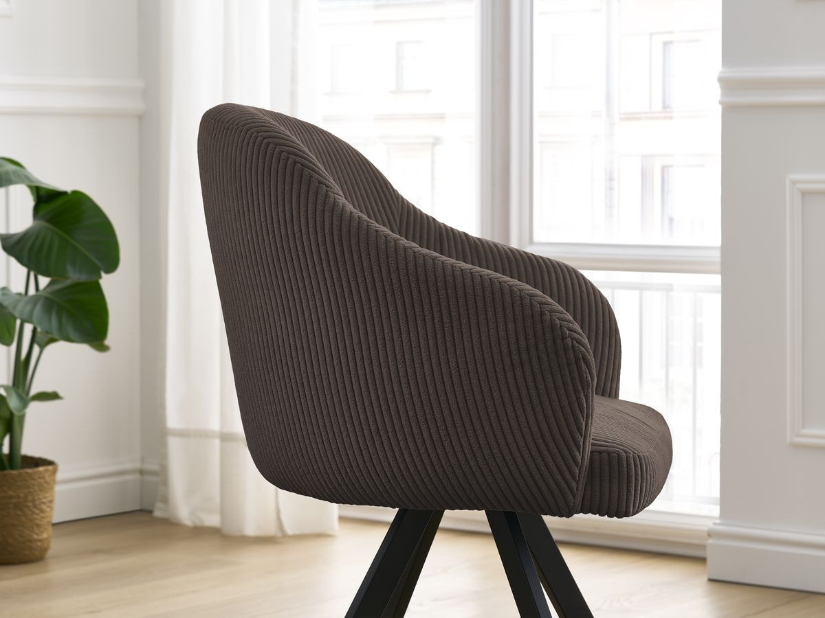 Lot de chaises SOPHIE tissu velours côtelé et pieds étoile