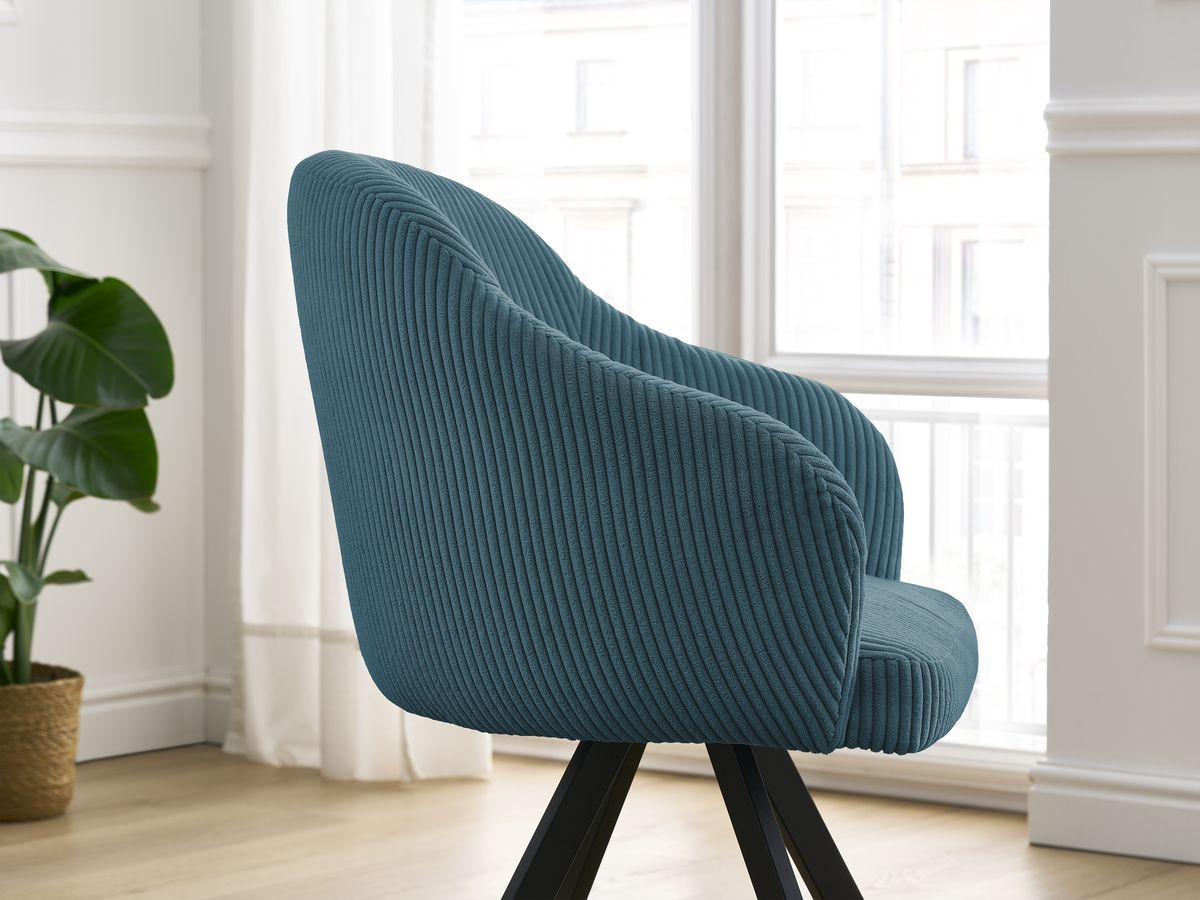 Lot de chaises SOPHIE tissu velours côtelé et pieds étoile