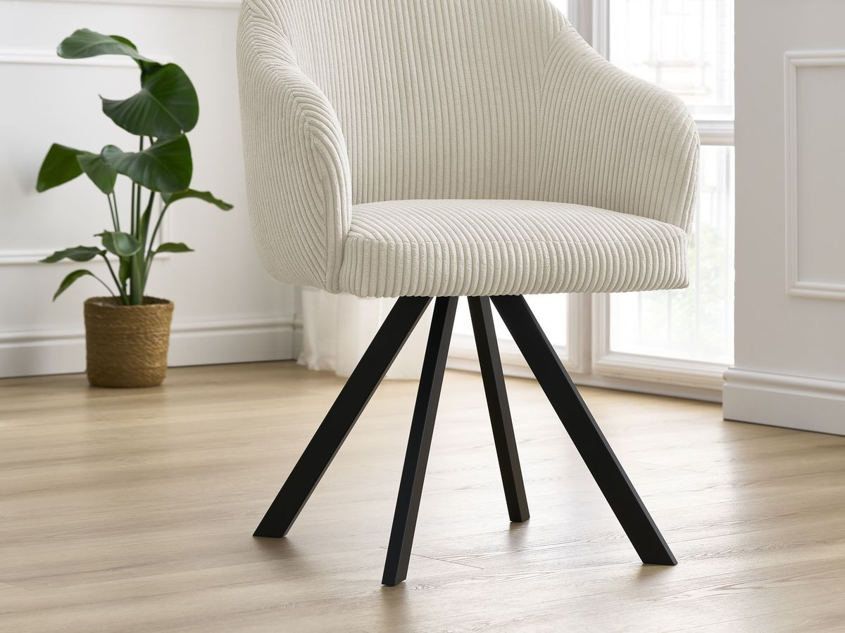 Lot de chaises SOPHIE tissu velours côtelé et pieds étoile
