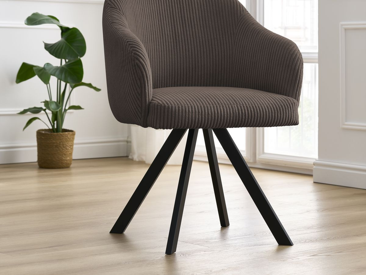 Lot de chaises SOPHIE tissu velours côtelé et pieds étoile