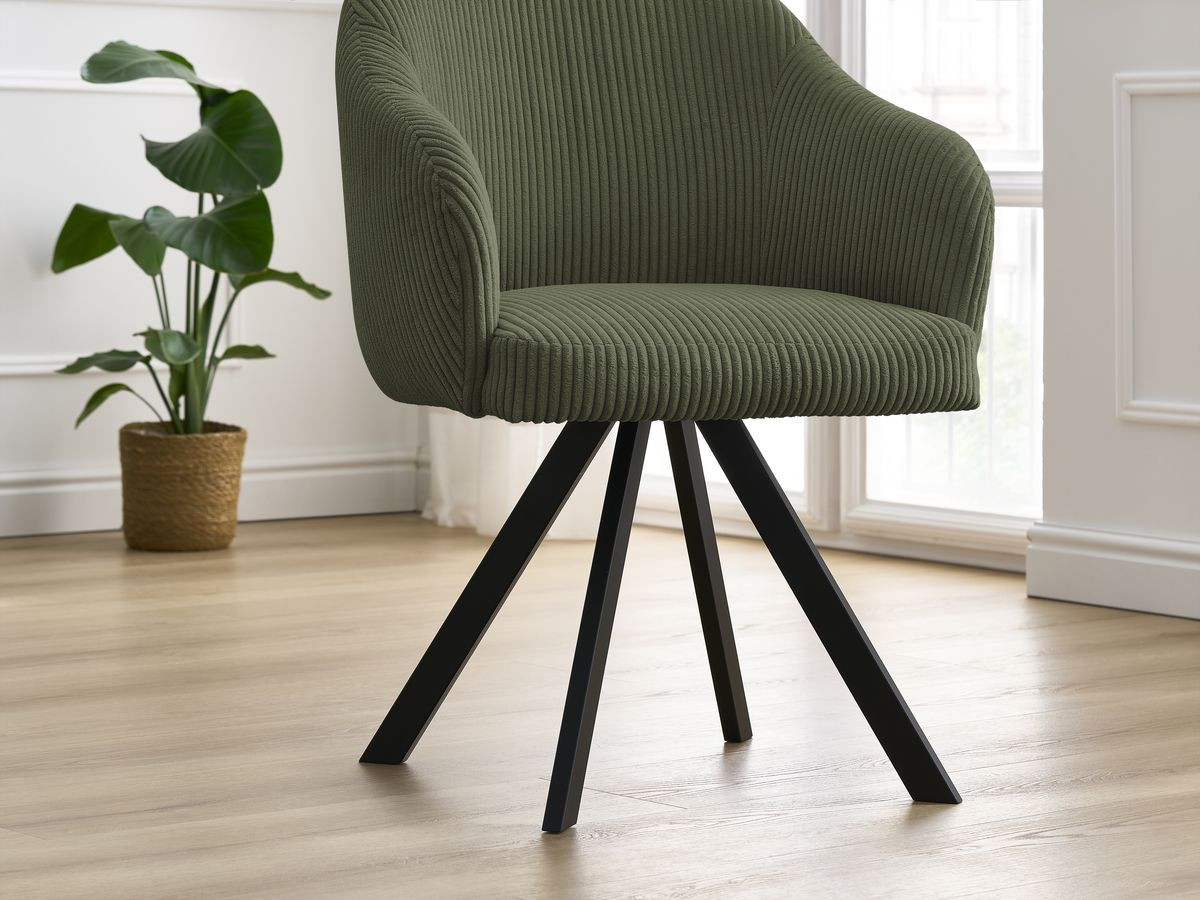 Lot de chaises SOPHIE tissu velours côtelé et pieds étoile