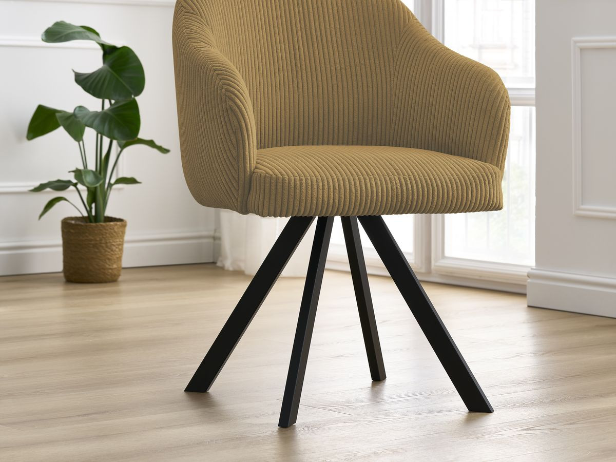 Lot de chaises SOPHIE tissu velours côtelé et pieds étoile