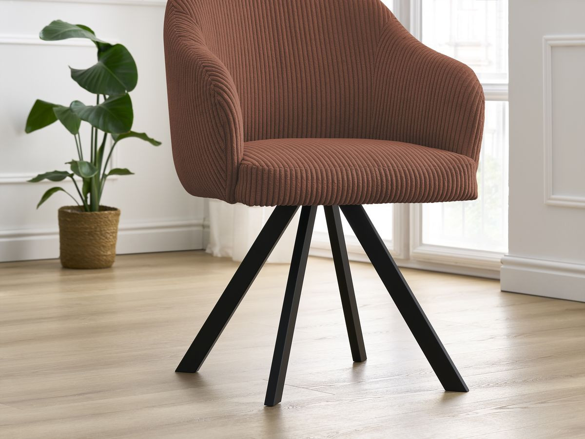 Lot de chaises SOPHIE tissu velours côtelé et pieds étoile