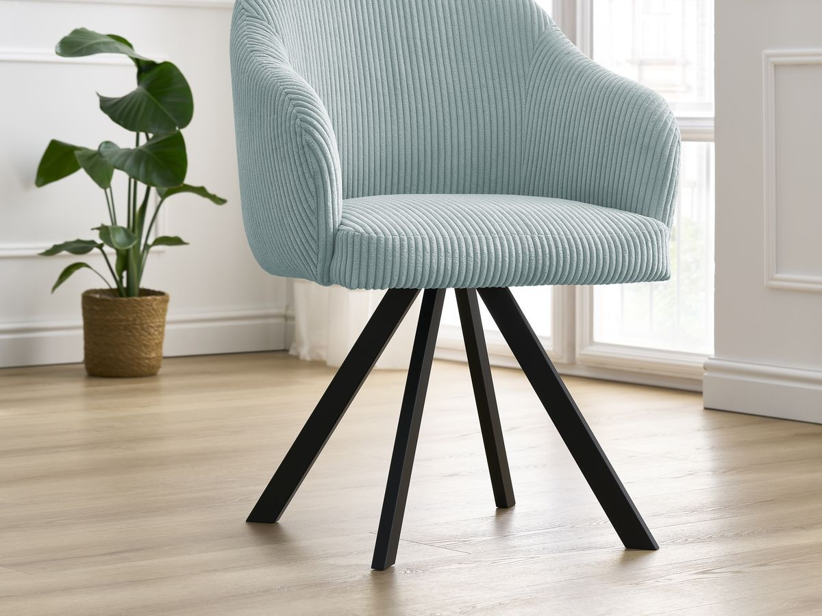Lot de chaises SOPHIE tissu velours côtelé et pieds étoile