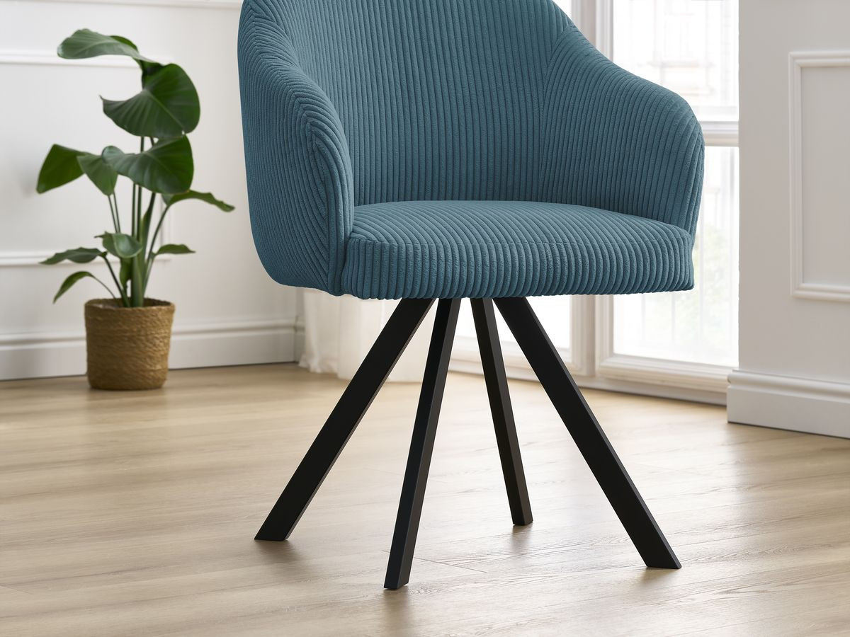 Lot de chaises SOPHIE tissu velours côtelé et pieds étoile