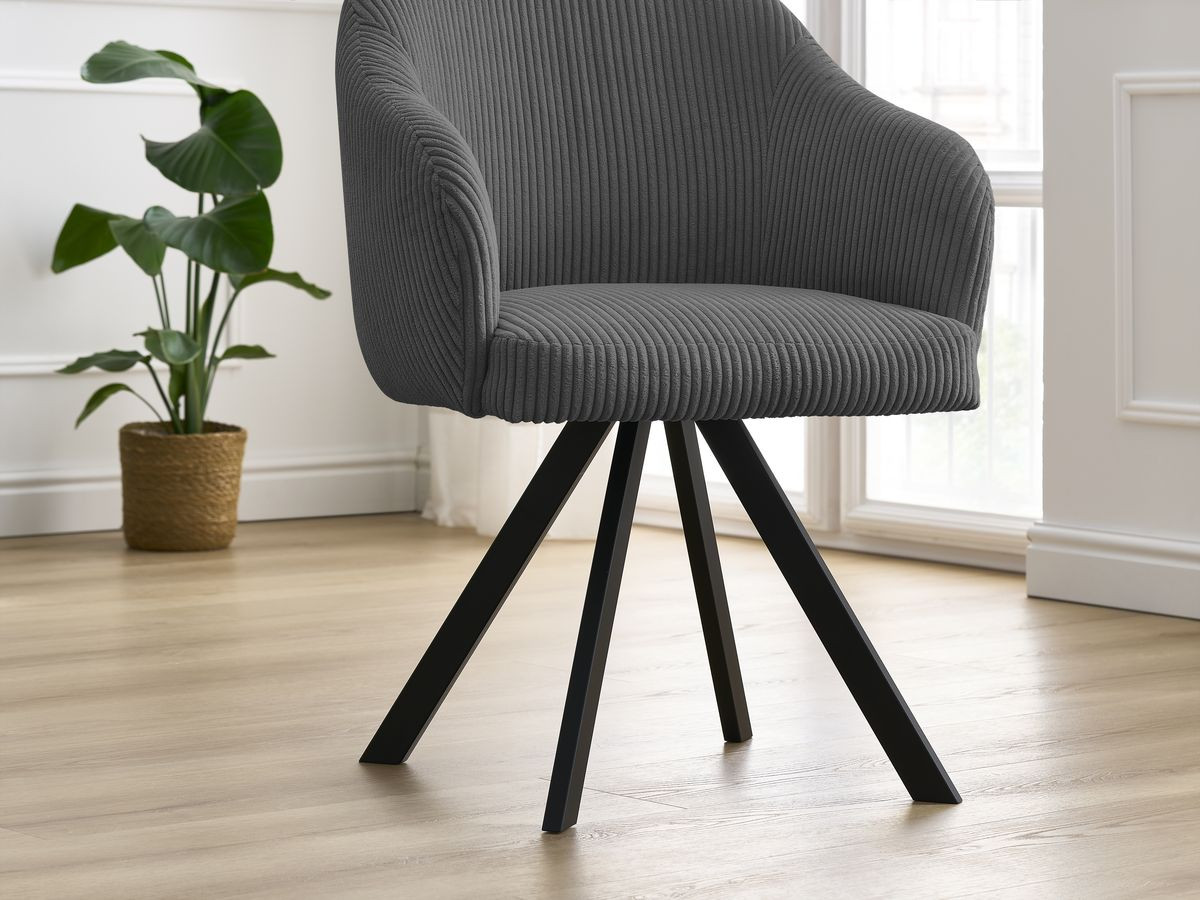 Lot de chaises SOPHIE tissu velours côtelé et pieds étoile
