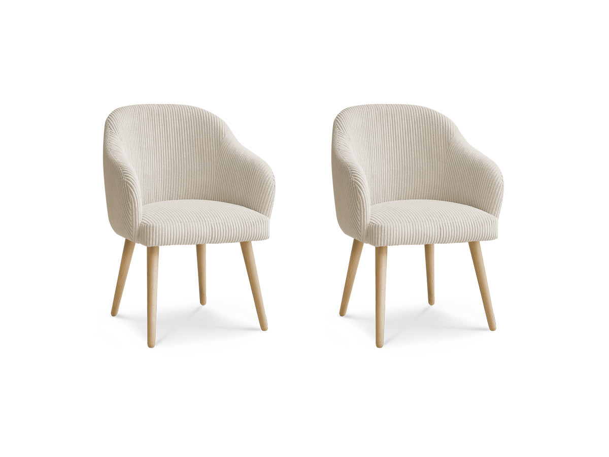Set SOPHIE stoelen in corduroy stof en Scandinavische houten poten
