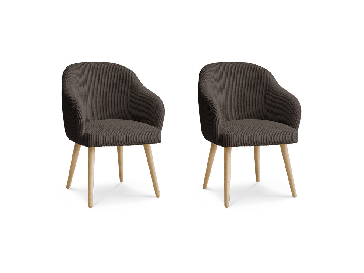 Set SOPHIE stoelen in corduroy stof en Scandinavische houten poten