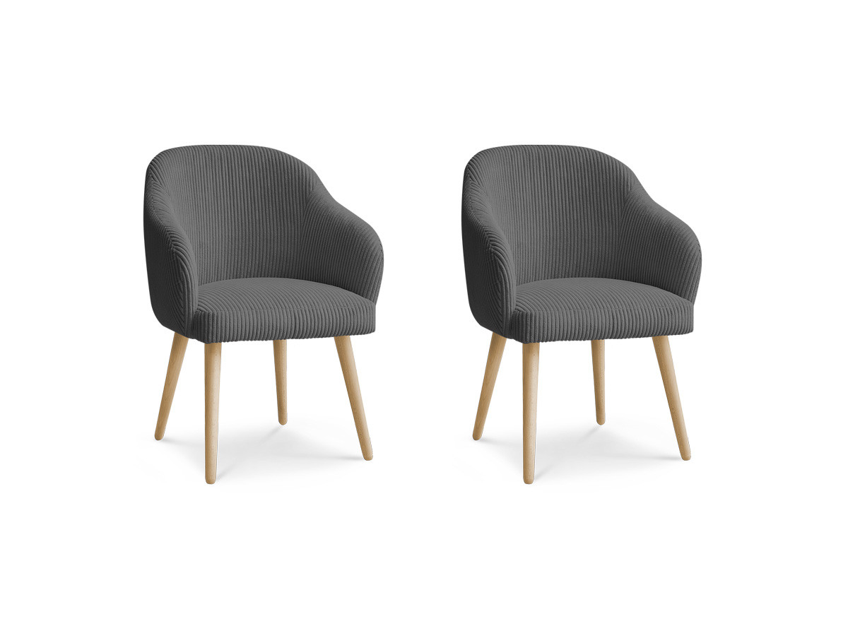 Set SOPHIE stoelen in corduroy stof en Scandinavische houten poten
