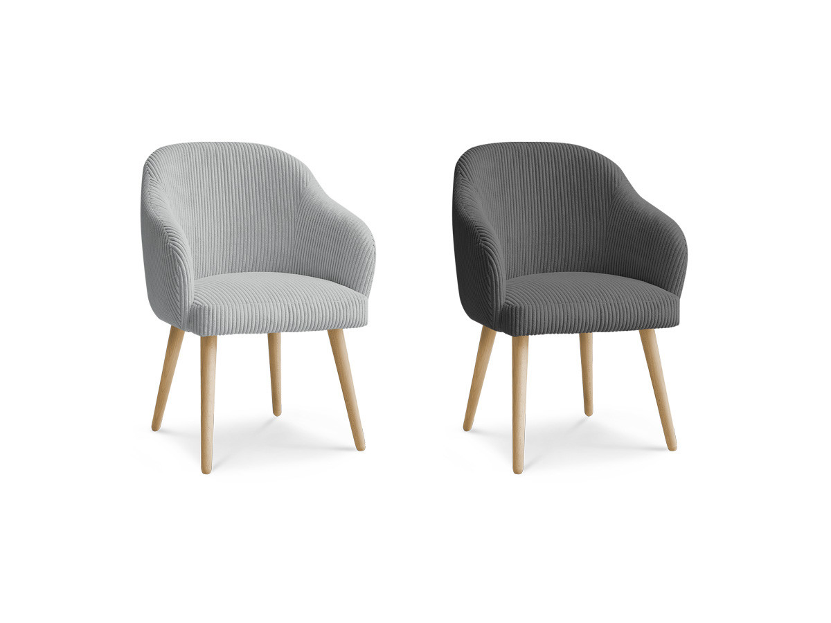 Set SOPHIE stoelen in corduroy stof en Scandinavische houten poten