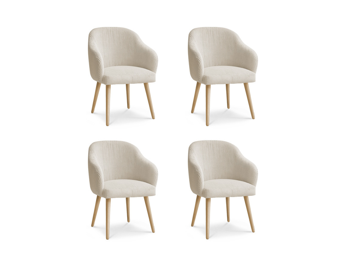 Set SOPHIE stoelen in corduroy stof en Scandinavische houten poten