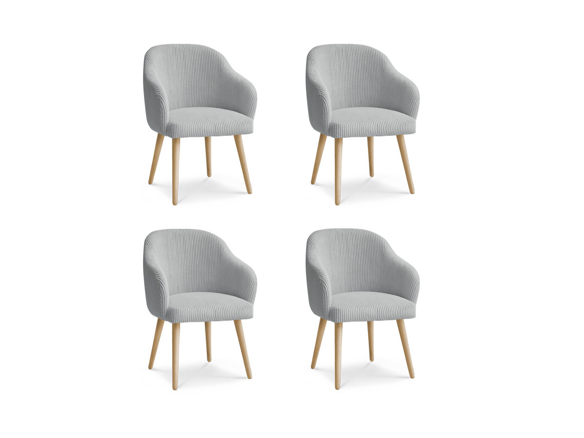 Set SOPHIE stoelen in corduroy stof en Scandinavische houten poten